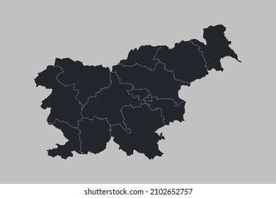 Slovenia map vector, isolated on gray background