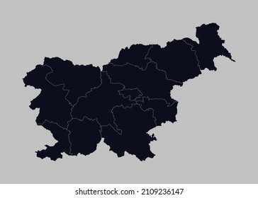 Slovenia map vector, Isolated on gray background