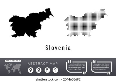 Slovenia map vector set halftone dots black.