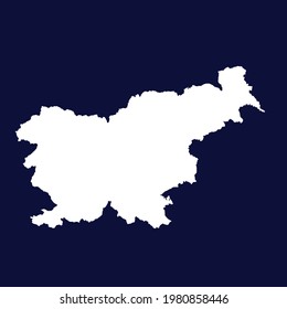 Mapa vectorial de Eslovenia. color blanco sobre fondo azul.
