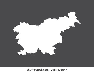 Vector del mapa de Eslovenia, color blanco, no aislado en fondo oscuro
