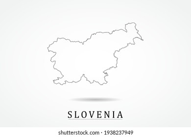 Slovenia Map- World Map International vector template with thin black outline or outline graphic sketch style and black color isolated on white background - Vector illustration eps 10