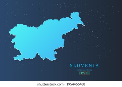 Slovenia Map - World Map International vector template with 3d, gradient blue color and stars isolated on galaxy background - Vector illustration eps 10