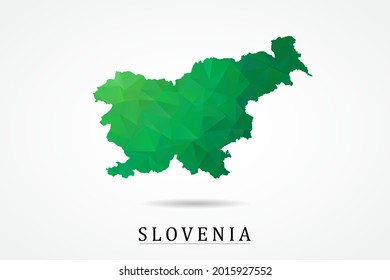 Slovenia Map - World Map International vector template, low polygon style with green color isolated on white background - Vector illustration eps 10