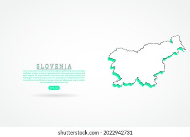 Slovenia Map - World Map International vector template with green and outline graphic sketch style isolated on white background - Vector illustration eps 10