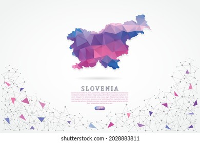 Mapa de Eslovenia - Mapa Mundial Plantilla vectorial internacional con gradiente de color rosa poligonal aislado en fondo blanco para educación, sitio web, banner, infografía - Ilustración vectorial eps 10