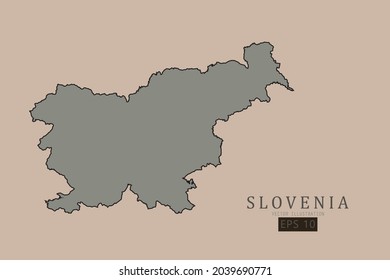 Slovenia Map - World Map International vector template with old classic style and gray color on map isolated on brown background - Vector illustration eps 10