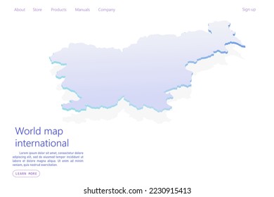 Slovenia Map - World map International vector template with isometric style including shadow, purple and blue color isolated on white background for design, website - Vector illustration eps 10