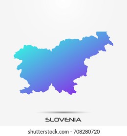 Slovenia map,border with purple,turquoise gradient. Vector illustration