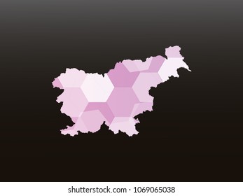 Slovenia map-Purple map made of hexagon on black and gray background, gradient color. Vector illustration eps 10.