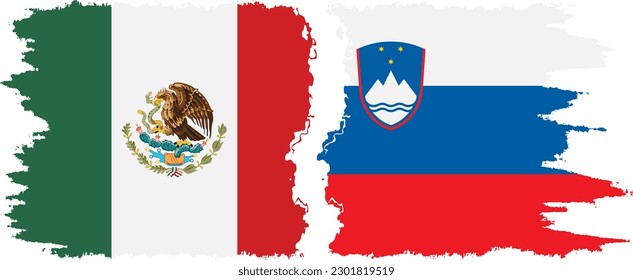 Slovenia and Mexico grunge flags connection, vector
