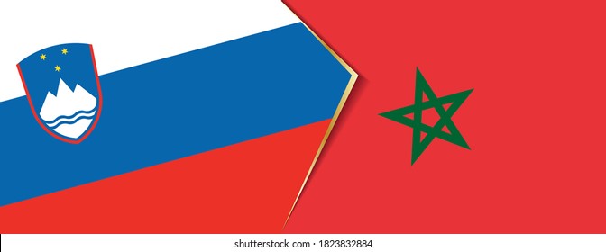 Slovenia and Morocco flags, two vector flags symbol of relationship or confrontation.