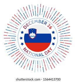 Slovenia national day badge. Date of the release of the official results of the independence plebiscite in 1990. Celebrated on December 26.