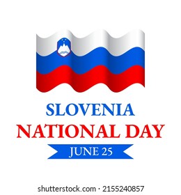 Afiche de tipografía del Día Nacional de Eslovenia. Fiesta eslovena celebrada el 25 de junio. Plantilla de vectores para banner, tarjeta de saludo, volante, etc.