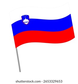 Bandeira nacional eslovena flutters with flagpole