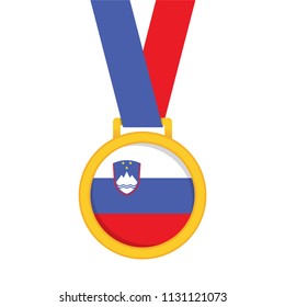 Slovenia national flag gold first place winners medal.