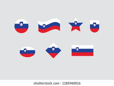 Slovenia national flag set country emblem state symbol