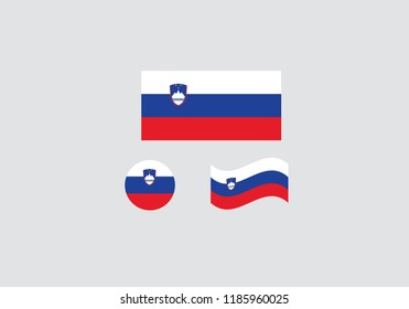 Slovenia national flag set country emblem state symbol