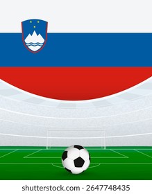 Slovenia National Football Theme, Stadium and Soccer Ball. Soccer Match Concept in Slovenia. Ideal for use in sports event promotions, football themed designs, and tournament advertisements.