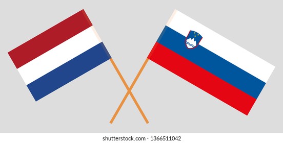 Slovenia and Netherlands. The Slovenian and Netherlandish flags. Official colors. Correct proportion. Vector illustration
