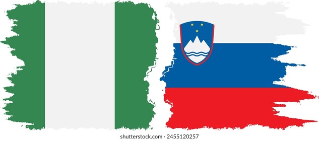 Slovenia and Nigeria   grunge flags connection, vector