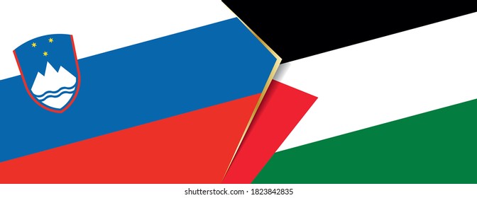 Slovenia and Palestine flags, two vector flags symbol of relationship or confrontation.