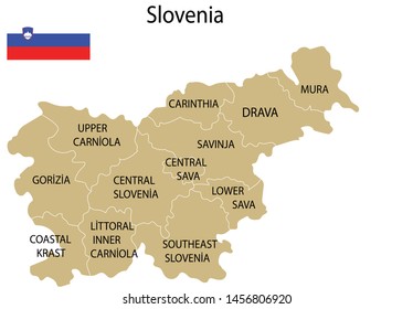 Slovenia provinces map vector illustration
