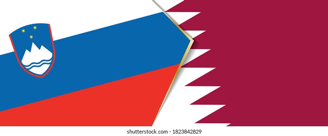 Slovenia and Qatar flags, two vector flags symbol of relationship or confrontation.