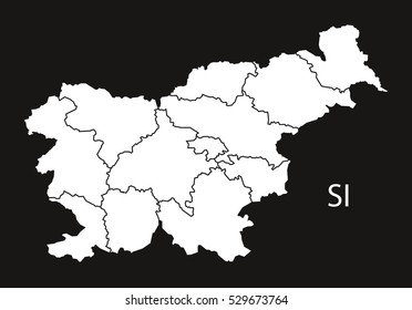 Slovenia Regions Map Black White