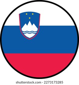 Slovenia Round Circle Flag. Slovene Circular Button Banner Icon. National Slovenia flag. flat style.