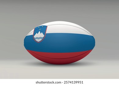 Slovenia rugby ball featuring the national flag design on a gray background