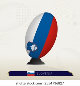 Slovenia Rugby Ball on Rugby Kicking Tees with Modern Design. Illustration perfect for sports, national pride, and rugby-related projects.