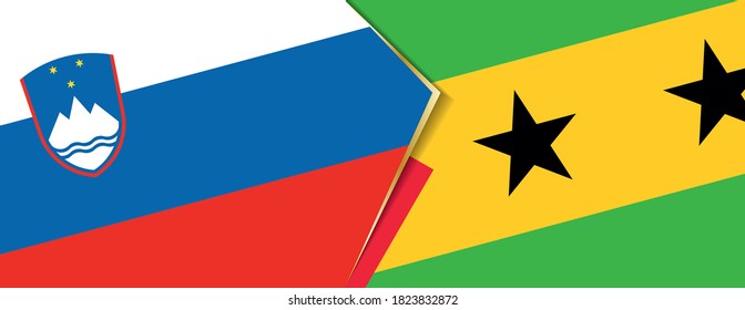 Slovenia and Sao Tome and Principe flags, two vector flags symbol of relationship or confrontation.