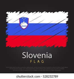 Slovenia scribbled flag. hand drawn lines in Vector Format on Gray Background. Vector illustration eps 10.