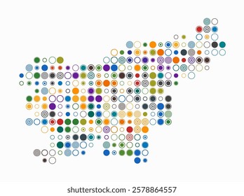 Slovenia, shape of the country build of colored cells. Digital style map of the Slovenia on white background. Large size circle blocks. Abstract vector illustration.