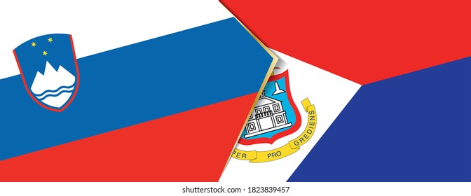 Slovenia and Sint Maarten flags, two vector flags symbol of relationship or confrontation.