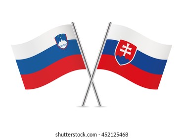 Slovenia and Slovakia flags. Vector illustration.