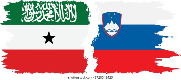 Conexión de banderas grunge de Eslovenia y Somalilandia, Vector