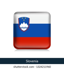 Slovenia - Square glossy badge. Vector.