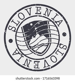 Slovenia Stamp Postal. A Flag Silhouette Seal. Passport Round Design. Emblema Vector Icon Design Retro Travel.