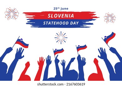 Slovenia Statehood Day Greeting Card. Slovenian memorial holiday 25th of June Vector Illustration