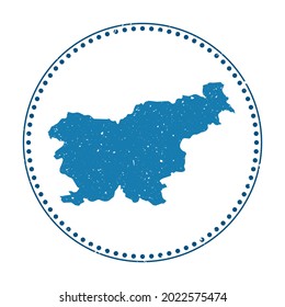 Slovenia sticker. Travel rubber stamp with map of the country, vector illustration. Can be used as insignia, logotype, label, sticker or badge of Slovenia.