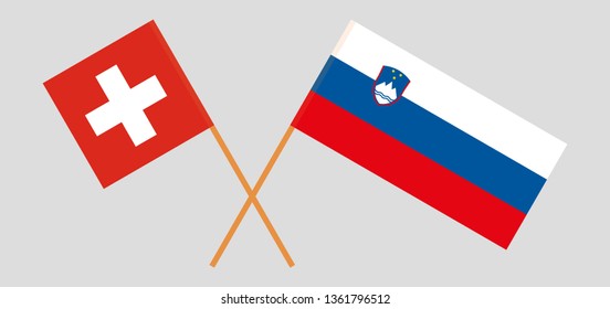 Slovenia and Switzerland. The Slovenian and Swiss flags. Official colors. Correct proportion. Vector illustration
