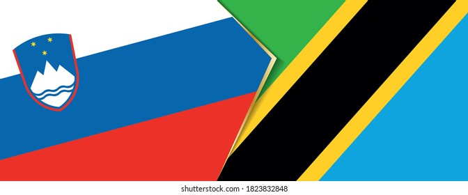 Banderas de Eslovenia y Tanzania, dos banderas vectoriales símbolo de relación o enfrentamiento.