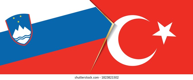 Banderas de Eslovenia y Turquía, dos banderas vectoriales símbolo de relación o enfrentamiento.