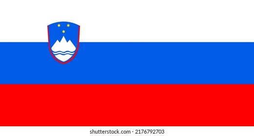 Slowenien, handgezeichnete Vektorflagge, EUR