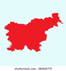 Slovenia vector map isolated on white background. Map Slovenia of red color