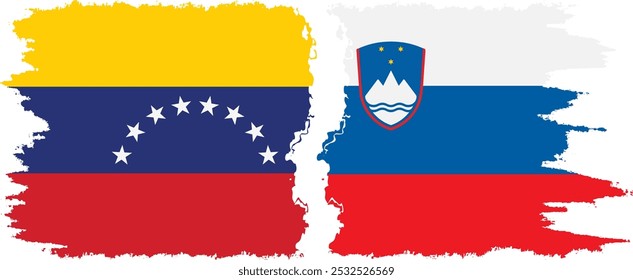 Slovenia and Venezuela grunge flags connection, vector