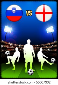 Slovenia versus England on Stadium Event Background Original Illustration