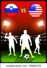 Slovenia versus United States on Stadium Event Background Original Illustration